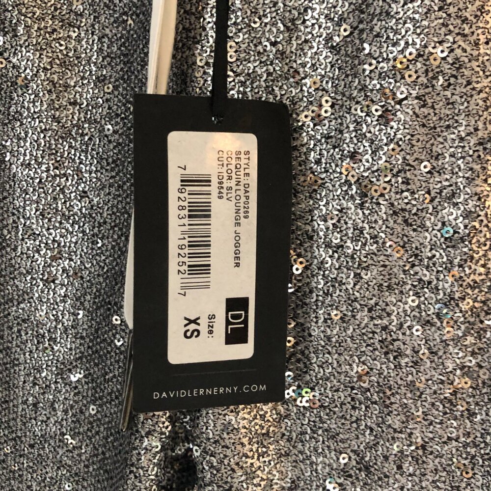 NWT David Lerner Silver Sequin Jogger Pant - Picture 11 of 16